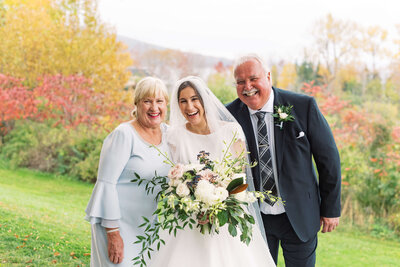 Bride with parents at Halifax Nova Scotia wedding