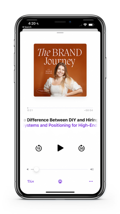 iphone X mock up of the brand journey podcast