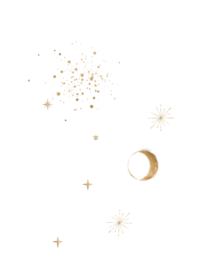 Graphics of gold moon and stars