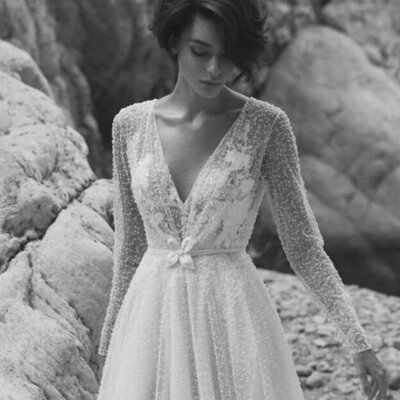 Beaded a-line wedding gown