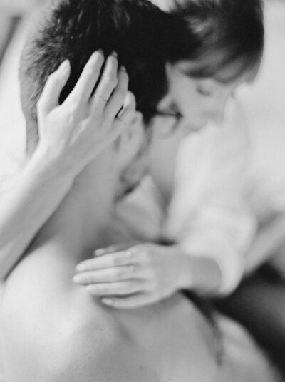 Intimate portrait of a couple in love taken in the xxx studio