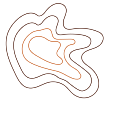 wavy concentric circles in peach and brown