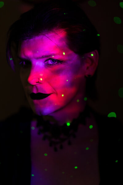 Fantasy portrait with colorful lighting in Michigan