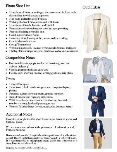 Page 2 of photography style guide for finance coach