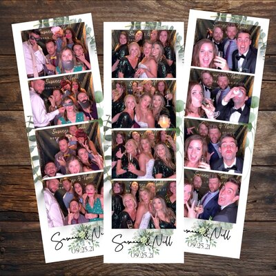 Stella The Photobooth, a Northern Colorado Wedding Photo Booth creates custom design photo strips that make great wedding guest party favors created during wedding reception activities