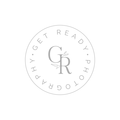 Secondary logo of Get Ready Photography, color version Navy Blue.