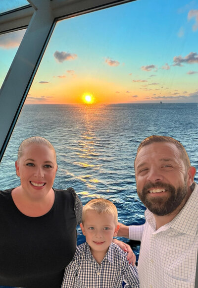 Stacey and her family on a crusie