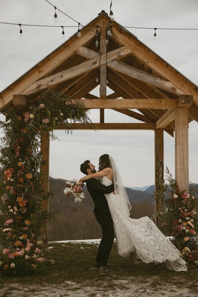 A wild young couple eloping in the western north carolina mountains.