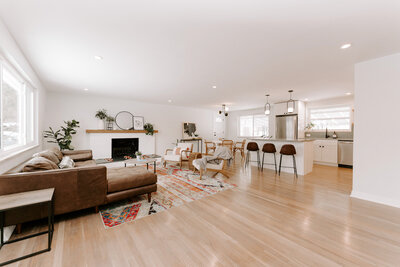 open concept living room with hardwood floors