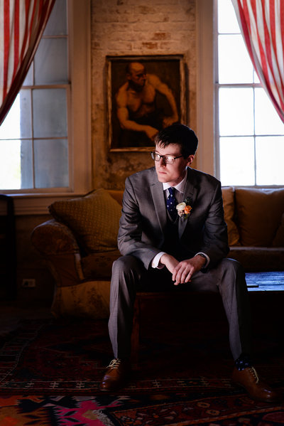 Groom  before ceremony at Race & Religious in New Orleans, LA