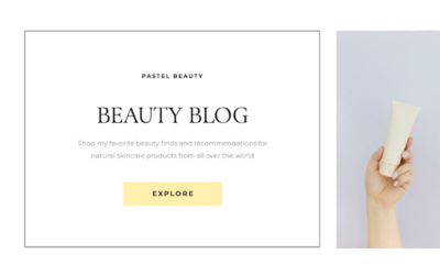 A beauty blog using yellow stock imagery
