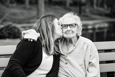 Black and white photo with grandparent