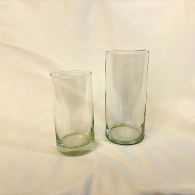 decor table glasses and vases at barnwood events in madison, winconsin.