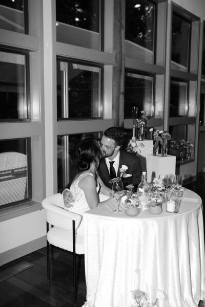 Sweetheart table for indoor wedding reception