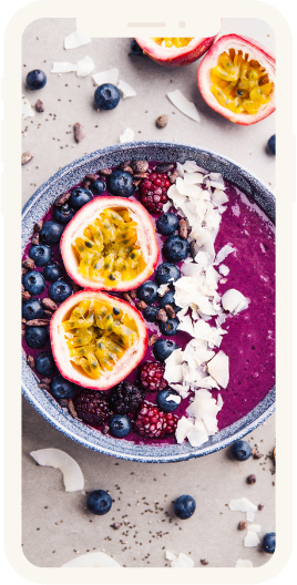 Smoothie bowl on counter