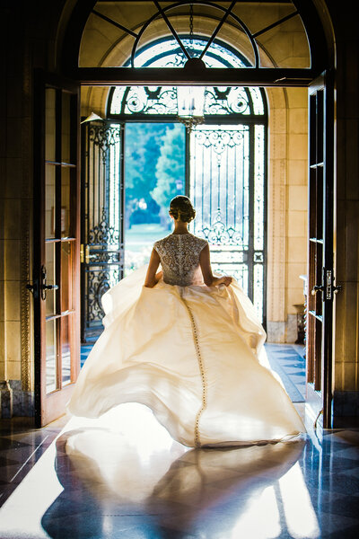 Bride Walking Down Hallway
