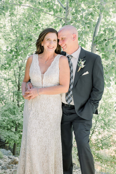 Mt Lemmon Wedding Photo of Bride and Groom by Tucson Wedding Photographer Bryan and Anh of West End Photography
