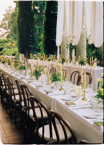 35mm film photo of luxury details from a wedding dinner reception at Hycroft Manor Vancouver