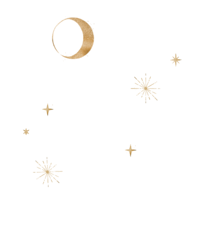 Gold moon and stars design elements