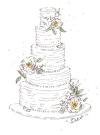 An illustration of the cake design for Lila & Davide