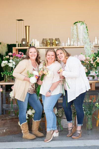 Natasha Destiny and Ashley group photo in floral shop