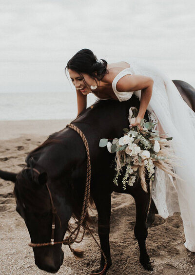 Florida Beach  Elopement Bride on a horse
