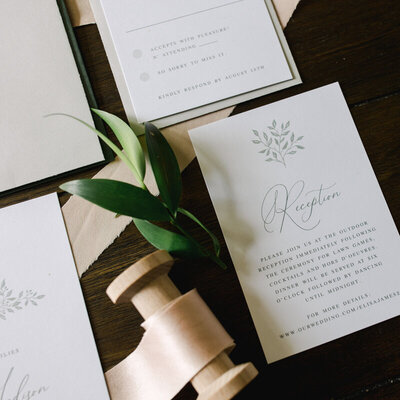 fine art wedding invitations with botanical artwork