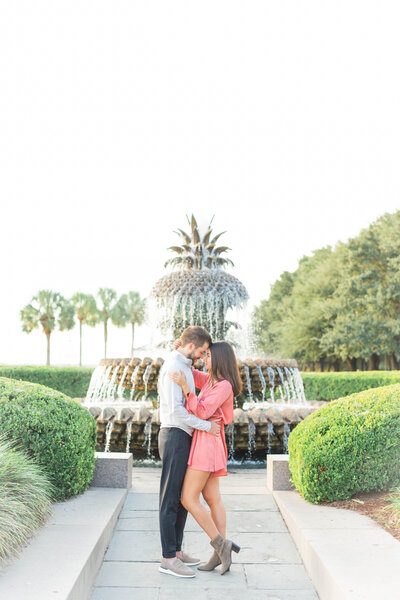 Charleston Pineapple Fountain Proposal Photographer | Laura and Rachel Photography