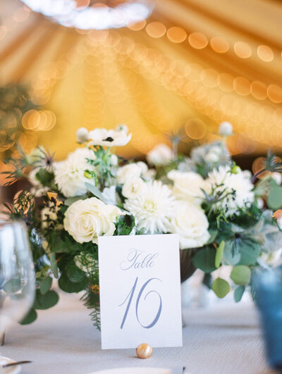 table number at inn at castle hill wedding