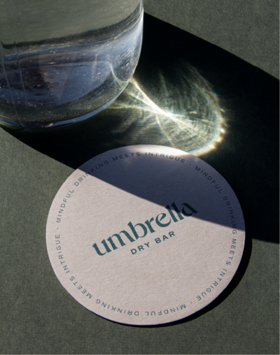 Reflective Glass and Umbrella Dry Bar Branded Coaster - Marrow Design