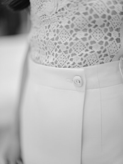 Wedding pant suit close-up
