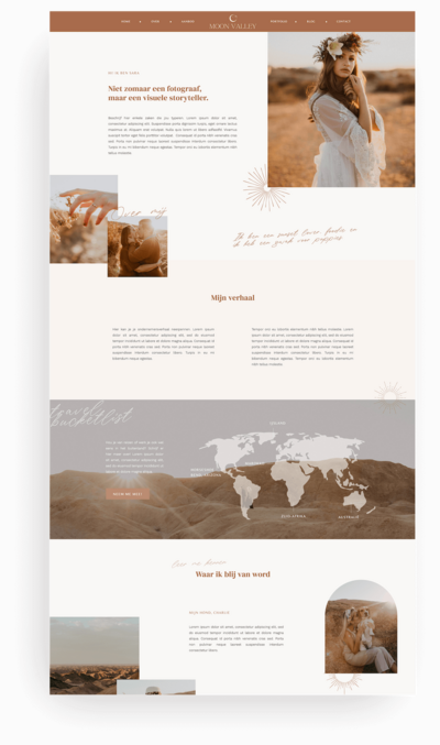Showit website template Namib Desert door Wonderlik Webdesign
