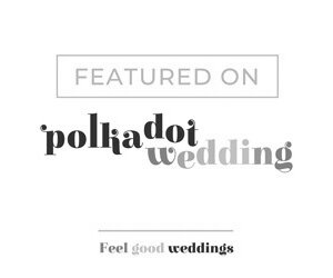 A badge recognising that my work has been featured on Polka dot weddings