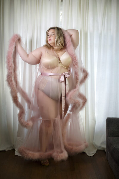 pink feather robe boudoir