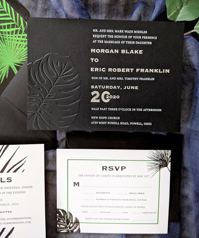 Black Tropical Wedding Invitation