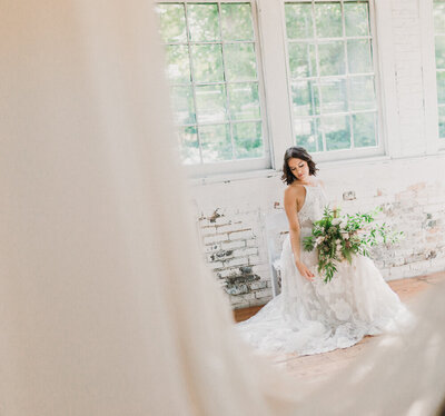 bride at lace factory