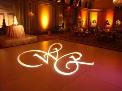 custom monogram light with initials of bride and groom