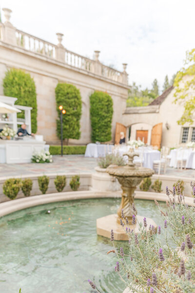 Greystone Mansion Wedding Reception Decor with a Fountain