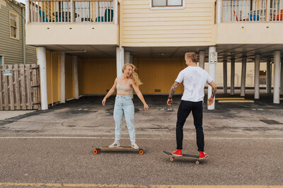 couple skateboarding