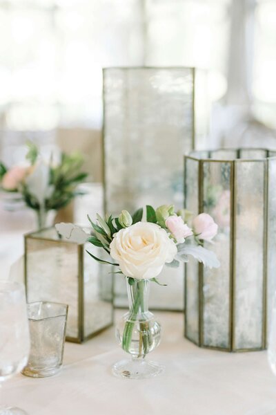 candle and floral centrepiece