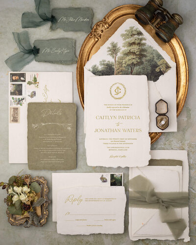 vintage inspired semi custom wedding invitation suite