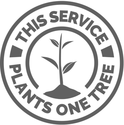 One tree planted logo demonstrating this business plants a tree for every service booked.