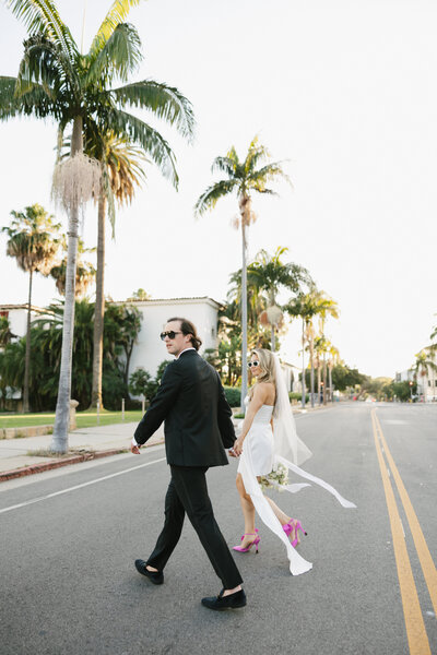 Santa barbara Courthouse elopement , elegant  and  modern