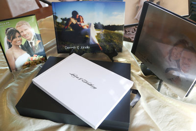 Selective sample of customized wedding albums. By Ross Photography, Trinidad, W.I..