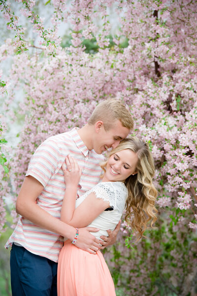 Spring blossom engagement photography in Utah County
