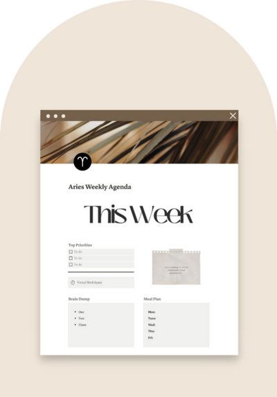 minimalist notion weekly agenda template
