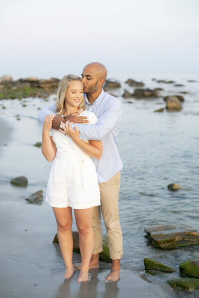 engaged couple on the coast in Connecticut