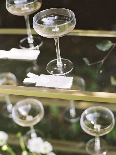 Gold Shelf with Champagne – Boston Wedding Details