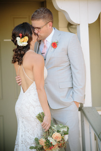 Bride & groom at barn in Sonoma