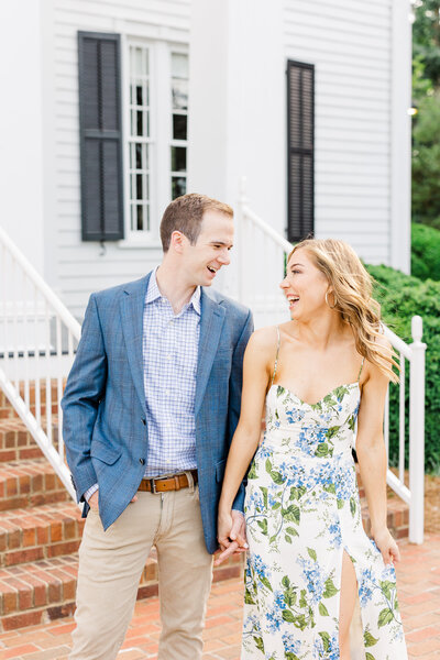 couple laughing during engagement session